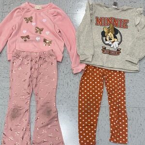 Pink velvet bow set bundle girl size 6y 6 Minnie Mouse orange long sleeve